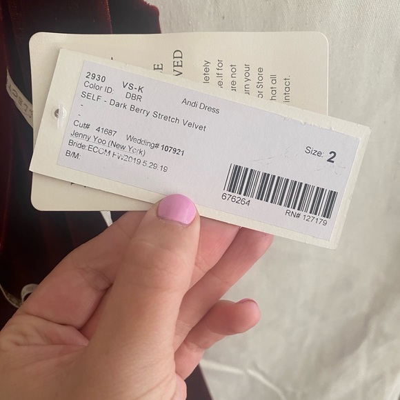 Jenny Yoo Andi Velvet Dress in Dark Berry - NWT - Picture 7 of 10